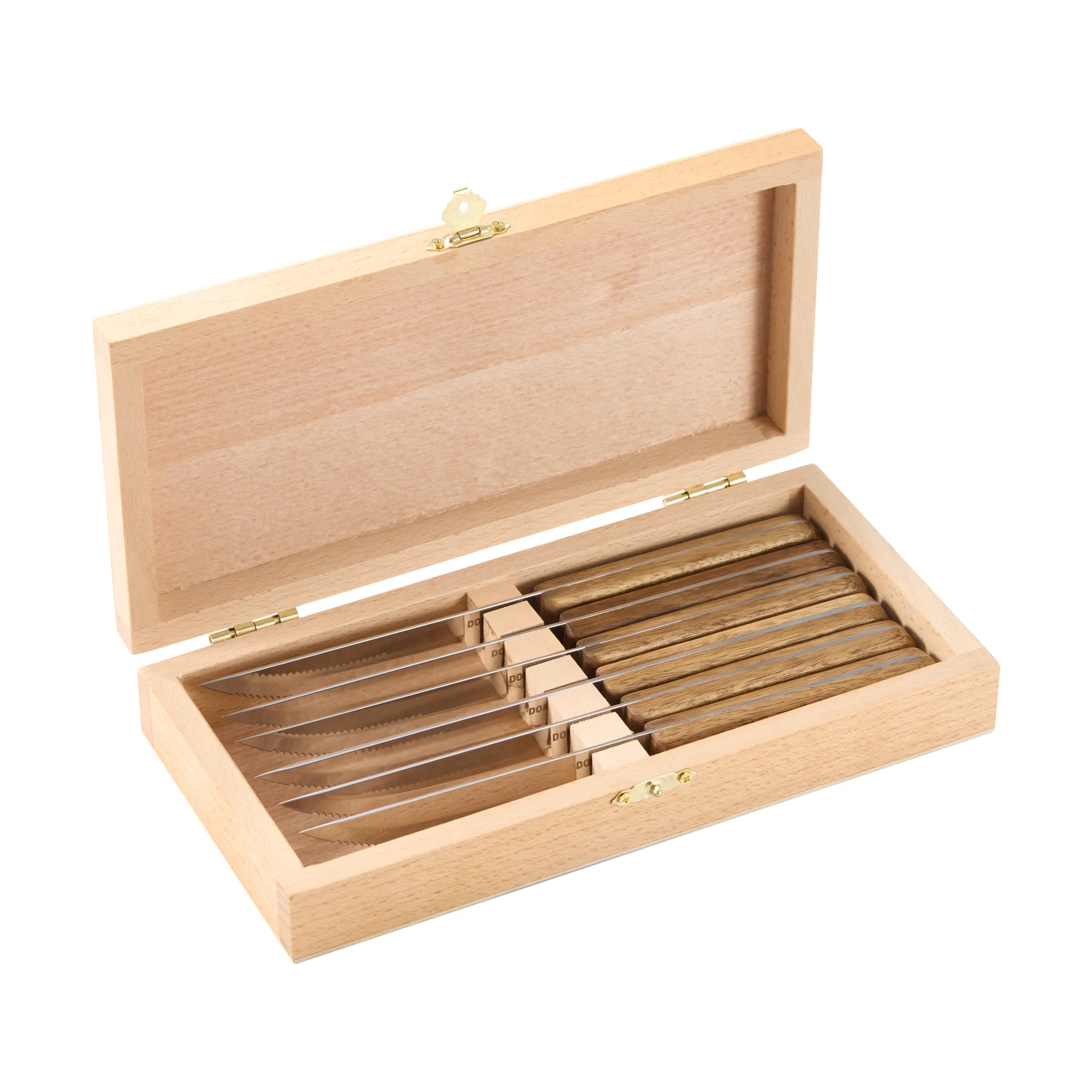 BBQ-pihviveitsi, Ruostumaton teräs, 6-pack, akaasiapuinen laatikko, 22,5x2 cm Dorre