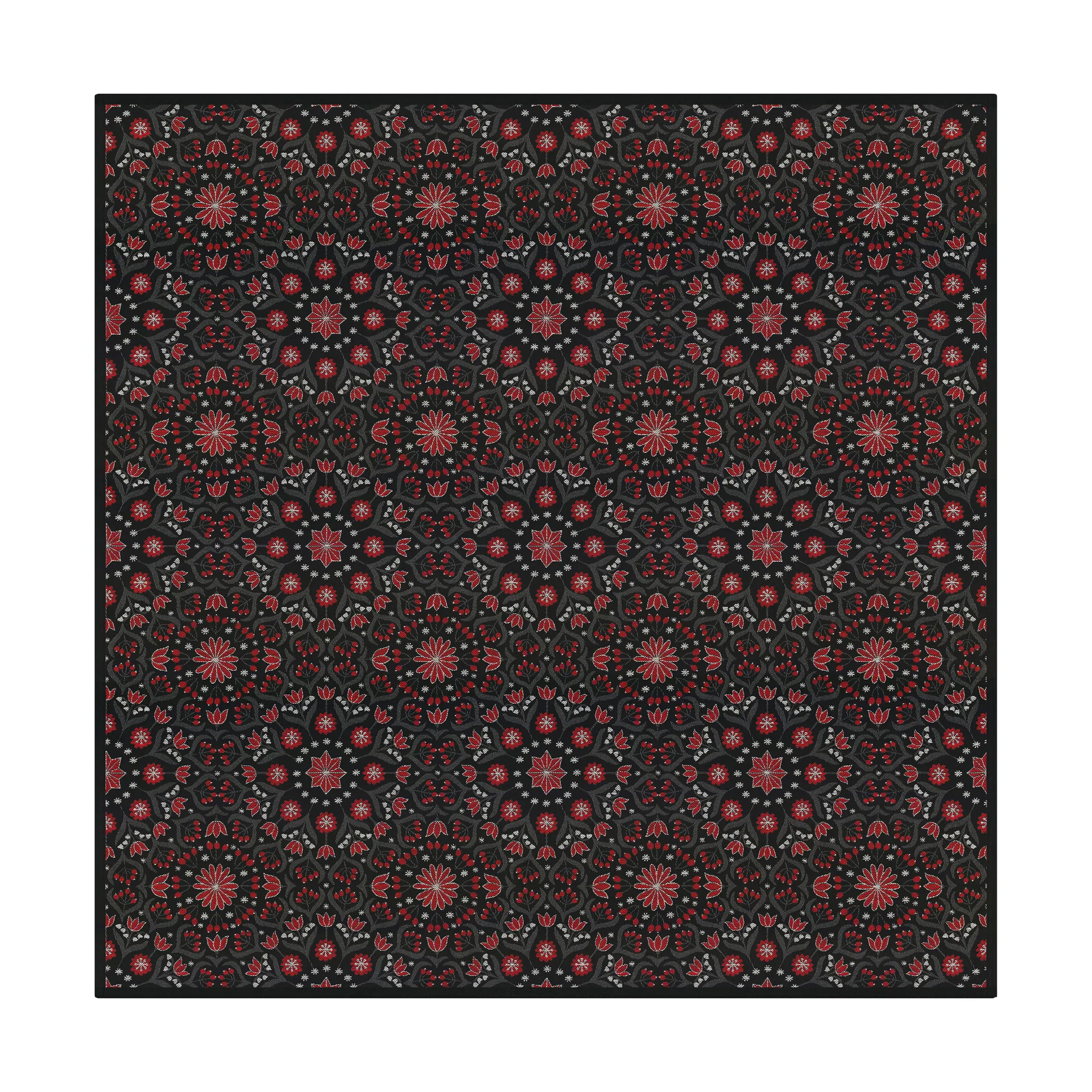 Bettys jul pöytäliina 145x145 cm, Punainen-musta Ekelund Linneväveri