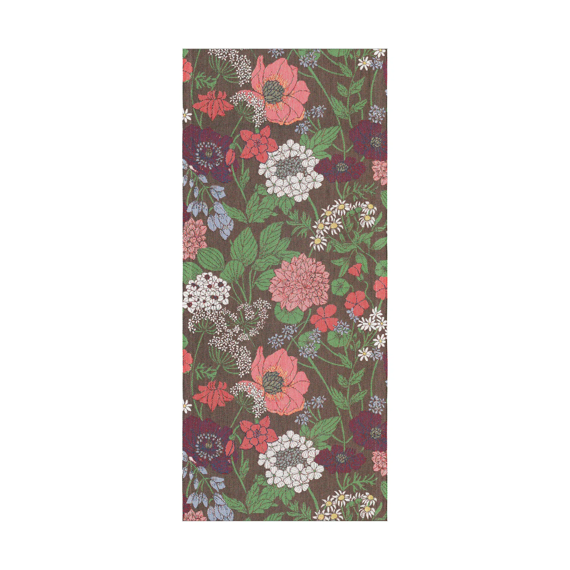 Blomsterfång pöytäliina 35x80 cm, Monivärinen Ekelund Linneväveri
