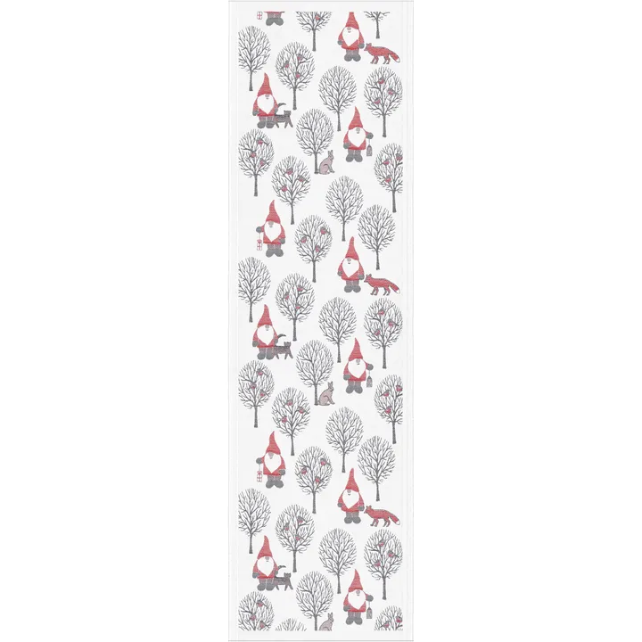 Tomteliv kaitaliina 35x120 cm - Harmaa-punainen - Ekelund Linneväveri