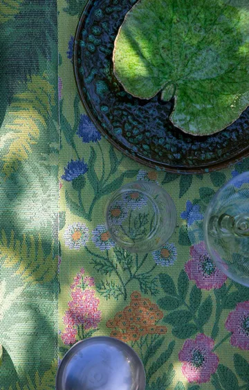 Vildblommor keittiöpyyhe 35x50 cm - Vihreä - Ekelund Linneväveri