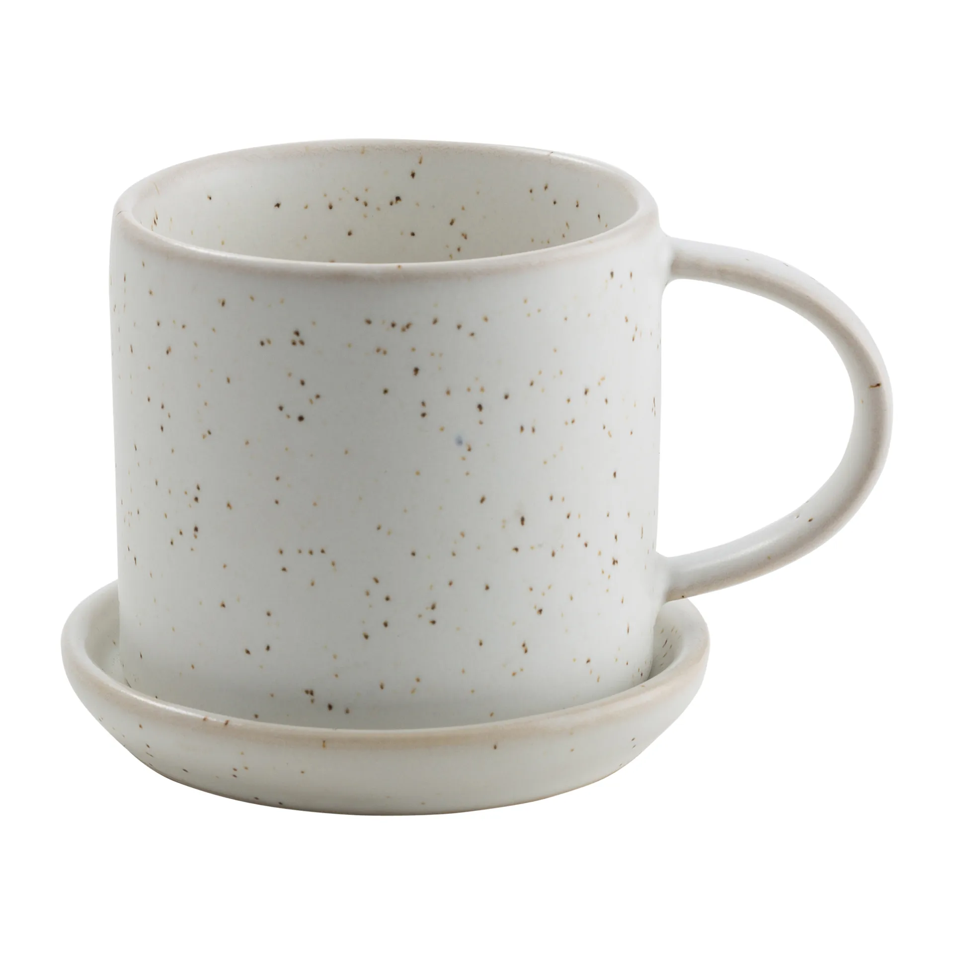 Ernst kuppi aluslautasella 7 cm, Valkoinen-pilkullinen ERNST