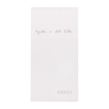 Ernst lautasliina tekstillä Lycka i det lilla 20-pakkaus - Valkoinen-harmaa - ERNST