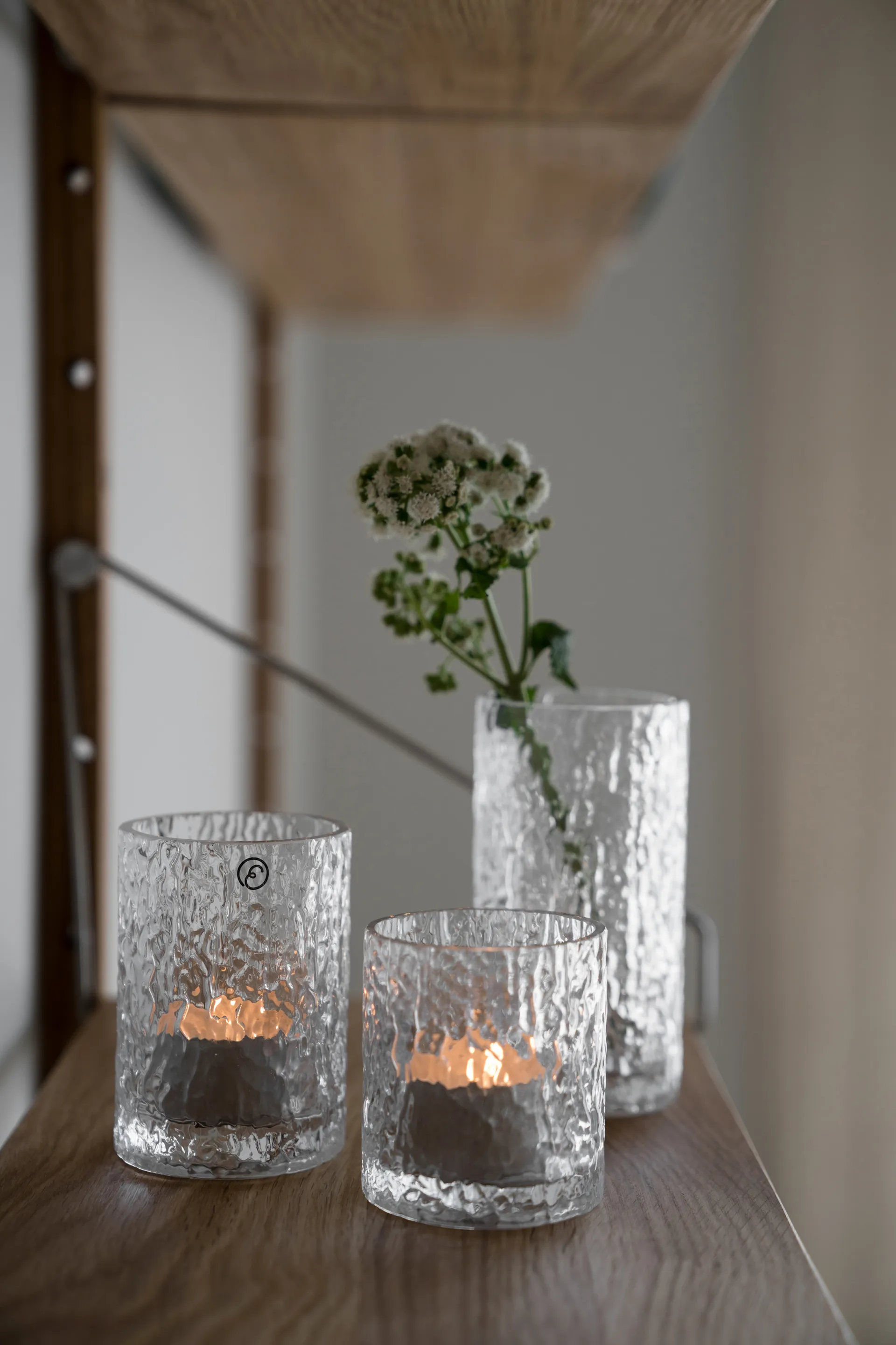 Ernst maljakko/kynttilälyhty kuvioitu, Kirkas, Ø5,3x8,5 cm ERNST