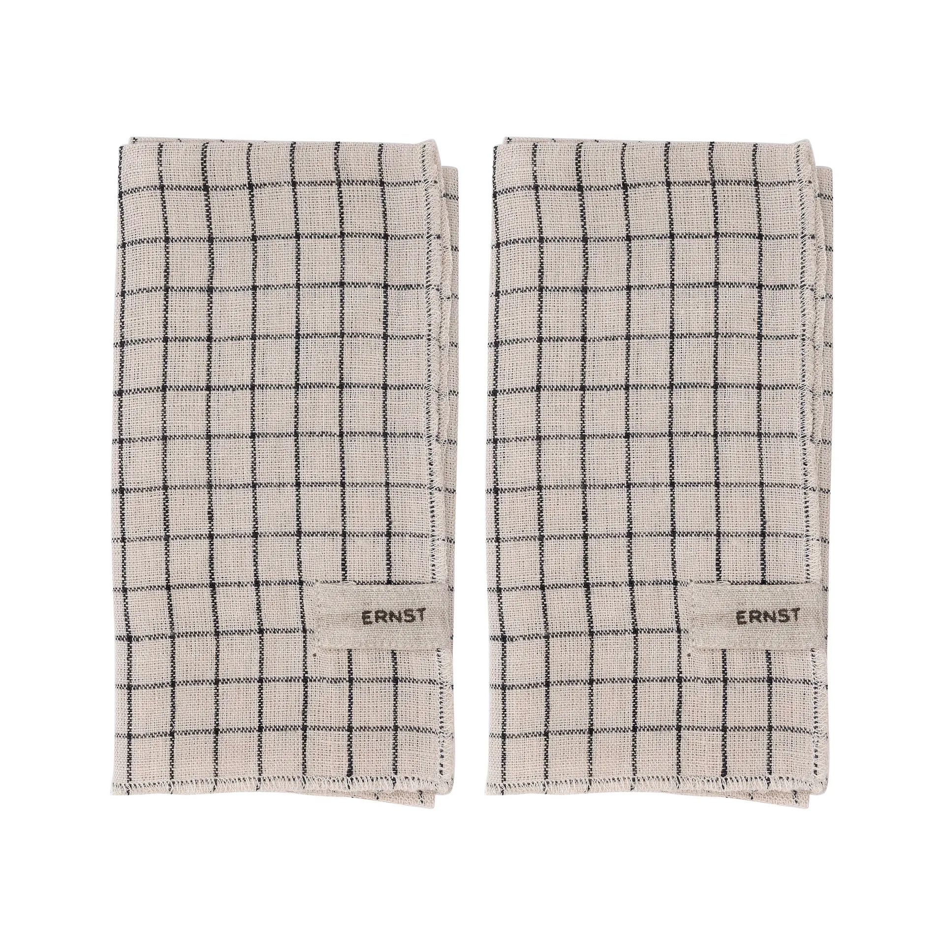 Ernst servetit 2-pakkaus ruudullinen 40 x 40 cm, Musta-beige ERNST