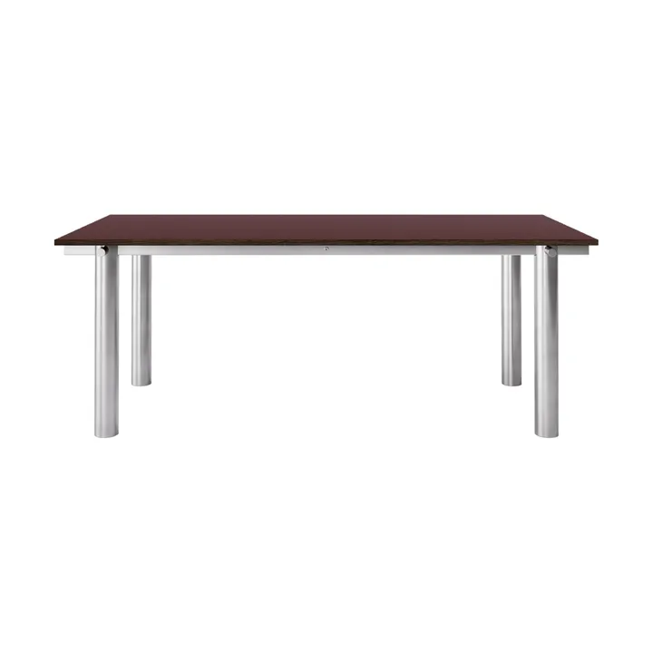 Atura ruokapöytä - Brushed stainless steel-burgundy, 90x200 cm - Ferm Living
