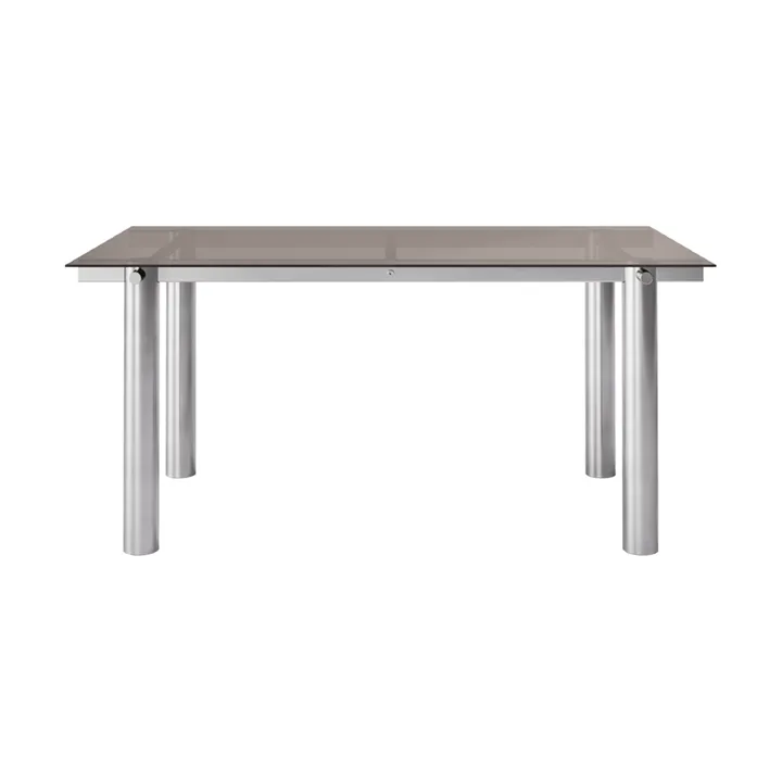 Atura ruokapöytä - Brushed stainless steel-dark tinted glass, 90x160 cm - Ferm Living