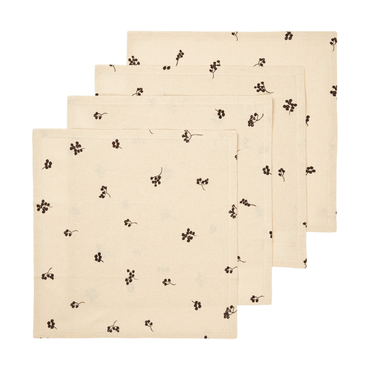 Baies puuvillainen servetti 40x40 cm 4-pack - Natural-dark chocolate - Ferm Living