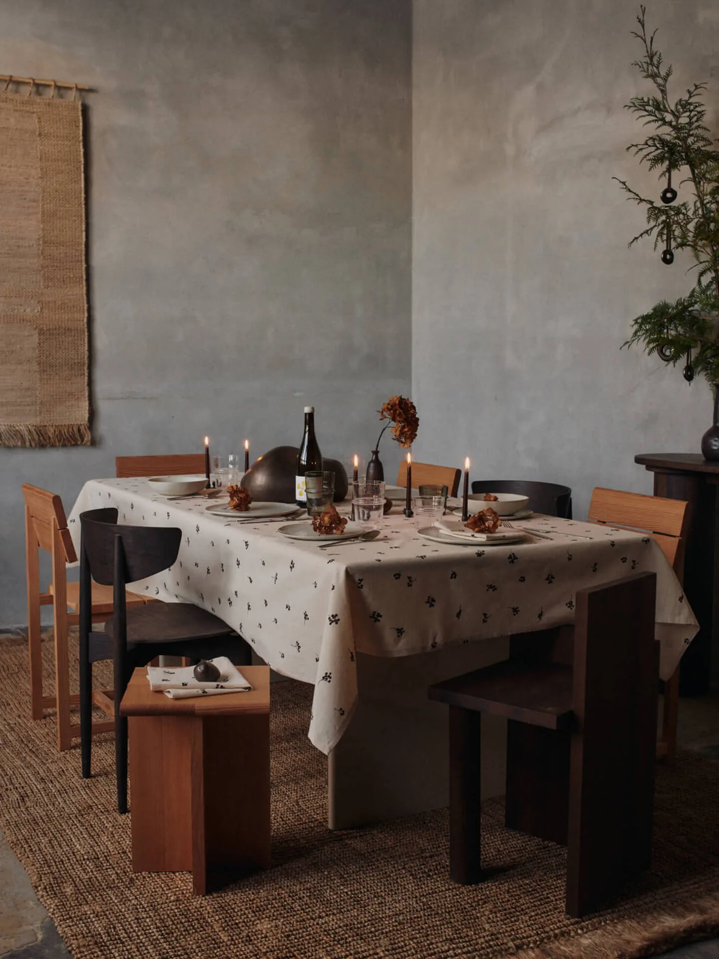 Baies puuvillainen servetti 40x40 cm 4-pack, Natural-dark chocolate Ferm Living