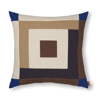 Border patchwork tyynynpäällinen 50x50 cm - Carob brown-bright blue - Ferm Living