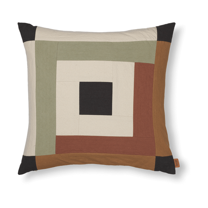 Border patchwork tyynynpäällinen 50x50 cm - Dark sage-red brown - Ferm Living