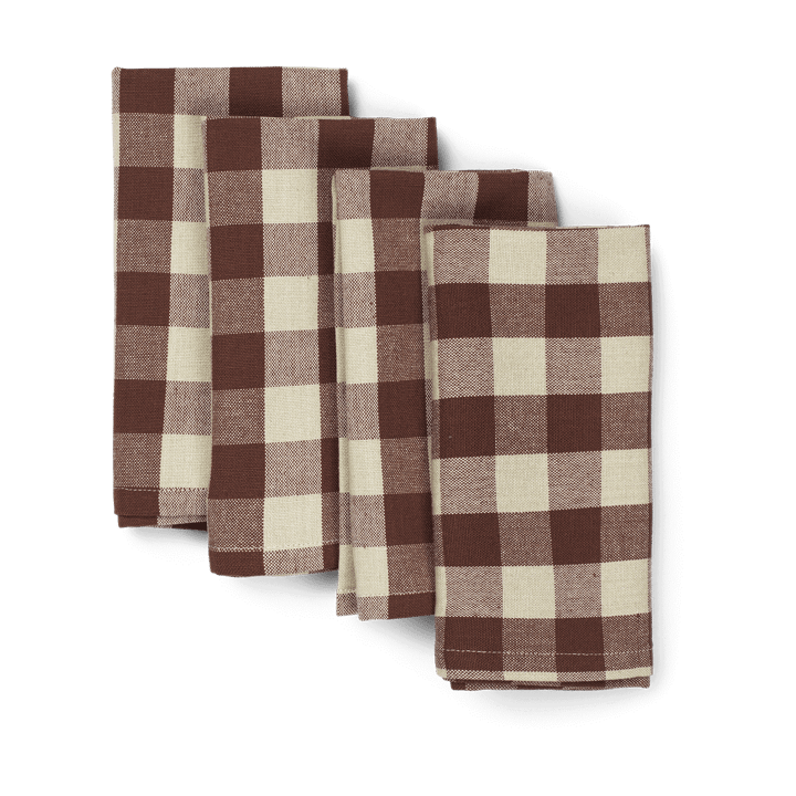 Bothy Check puuvillaservetti 40x40 cm 4-pakkaus - Cinnamon-grey green - Ferm Living