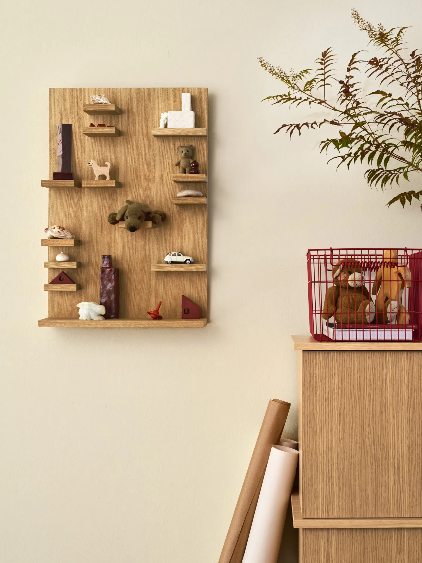 Cala kori pinottava 2-pakkaus, Poppy red, 36,2 x 26,2 x 20,2 cm Ferm Living