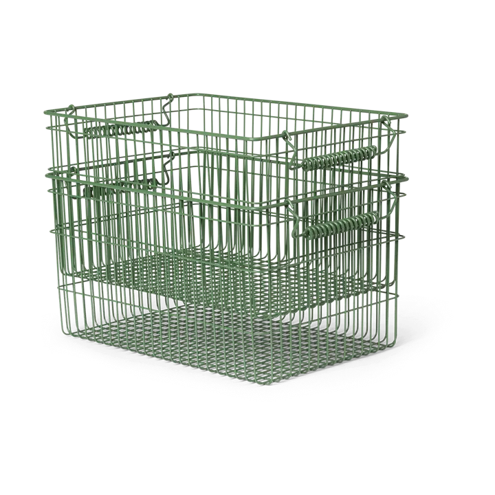 Cala kori pinottava 2-pakkaus - Verdant green, 36,2 x 26,2 x 20,2 cm - Ferm Living