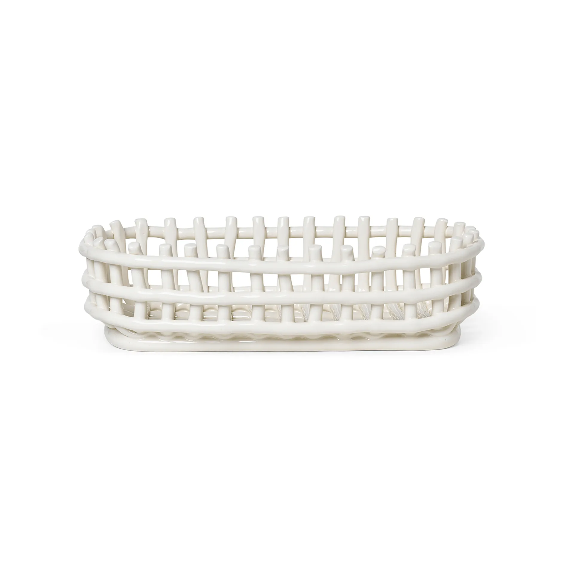 Ceramic letitetty kori soikea 15x30 cm, Off white Ferm Living