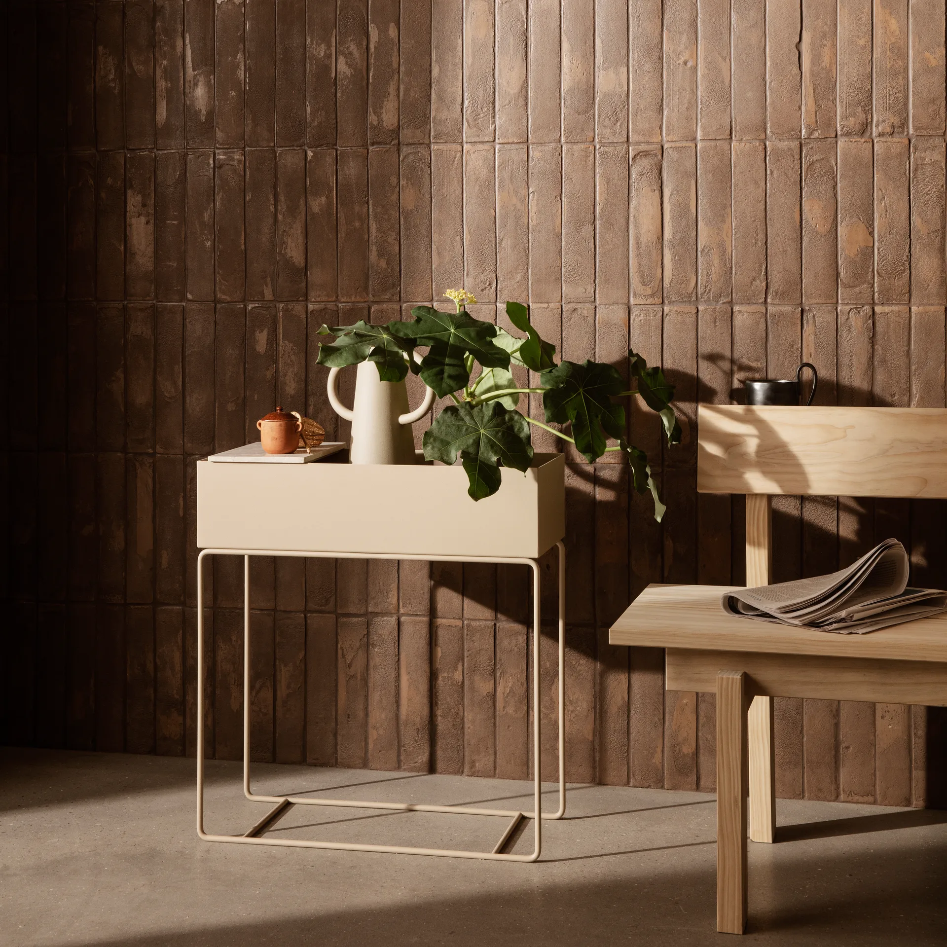 Ferm Living plant box -marmoritarjotin, Beige Ferm Living