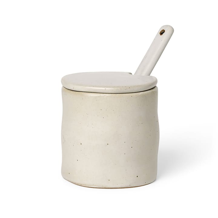 Flow hillopurkki lusikalla - Off-white speckle - Ferm Living