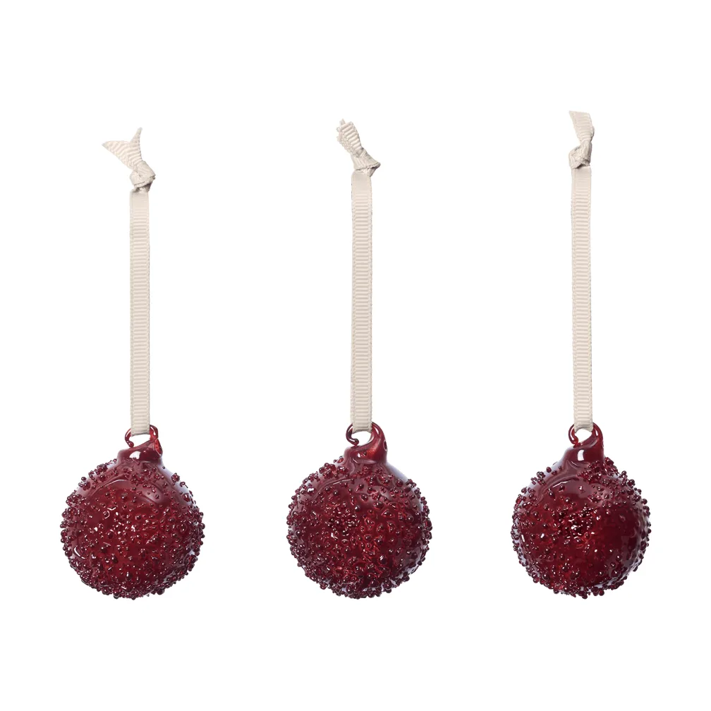 Flurry joulukuusenpallot 3-pack, S, Picante Red Ferm Living