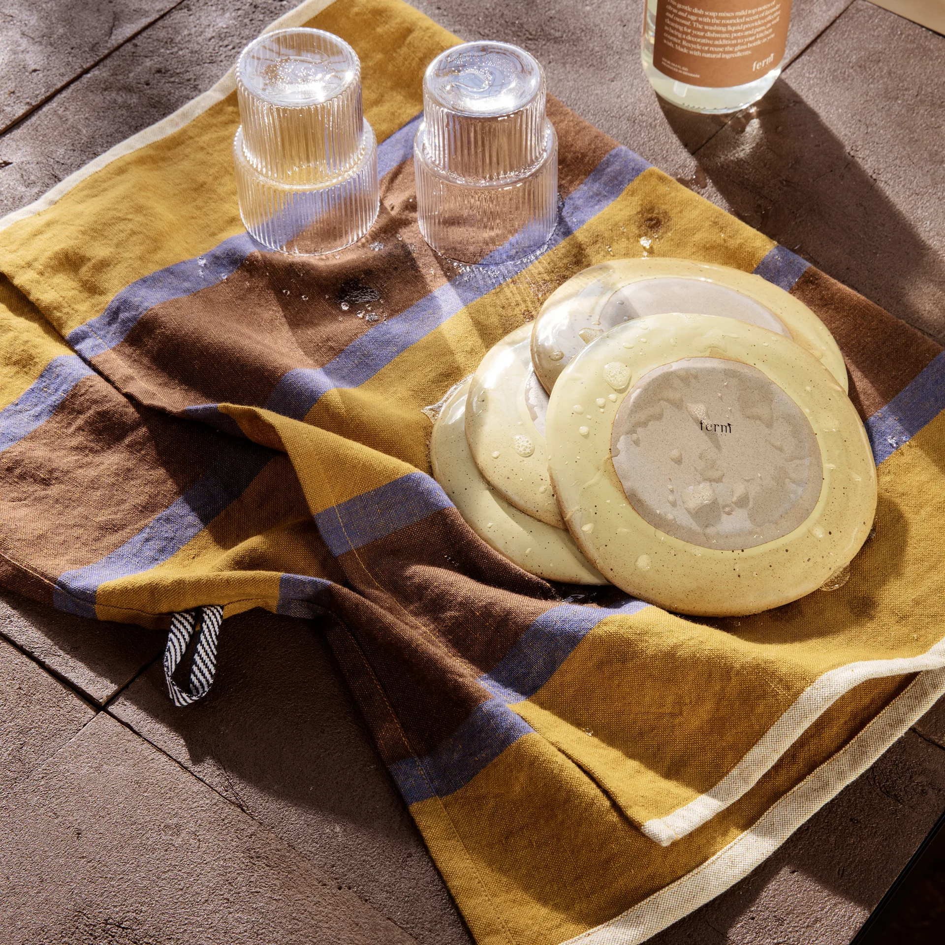 Hale keittiöpyyhe 50x70 cm, Lime-bright blue-chocolate Ferm Living