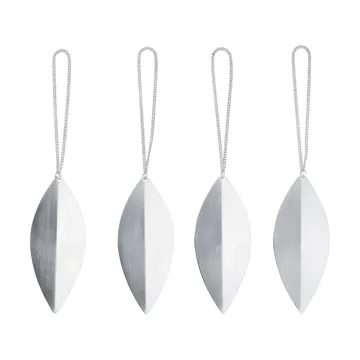 Leaf joulukuusenkoriste - Silver, 4 kpl - Ferm Living