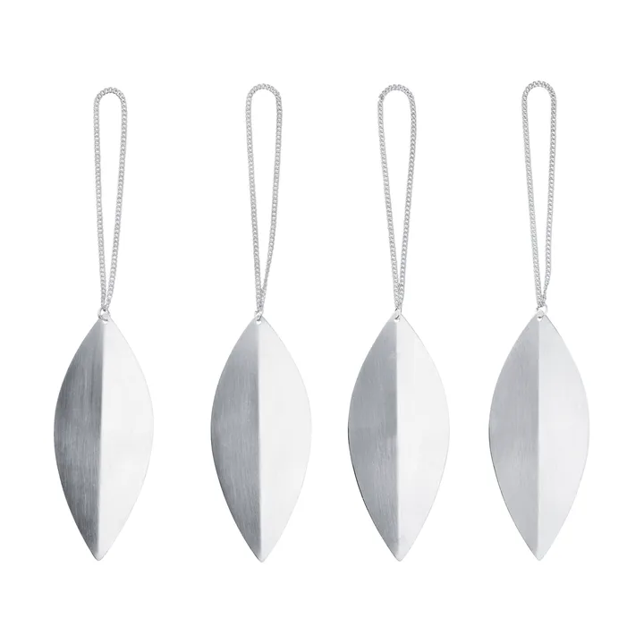 Leaf joulukuusenkoriste - Silver, 4 kpl - Ferm Living
