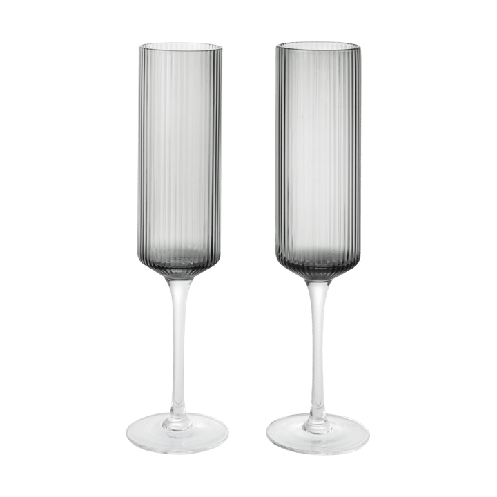 Ripple Champagne flutes samppanjalasit 15 cl 2-pack - Savutettu harmaa - Ferm Living