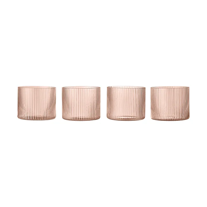 Ripple lasi matalat 4-pack - Poskipuna - Ferm Living