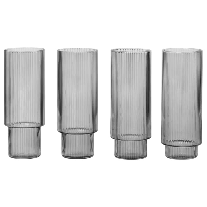 Ripple -longdrink-lasi 4/pk - smoked grey - Ferm Living