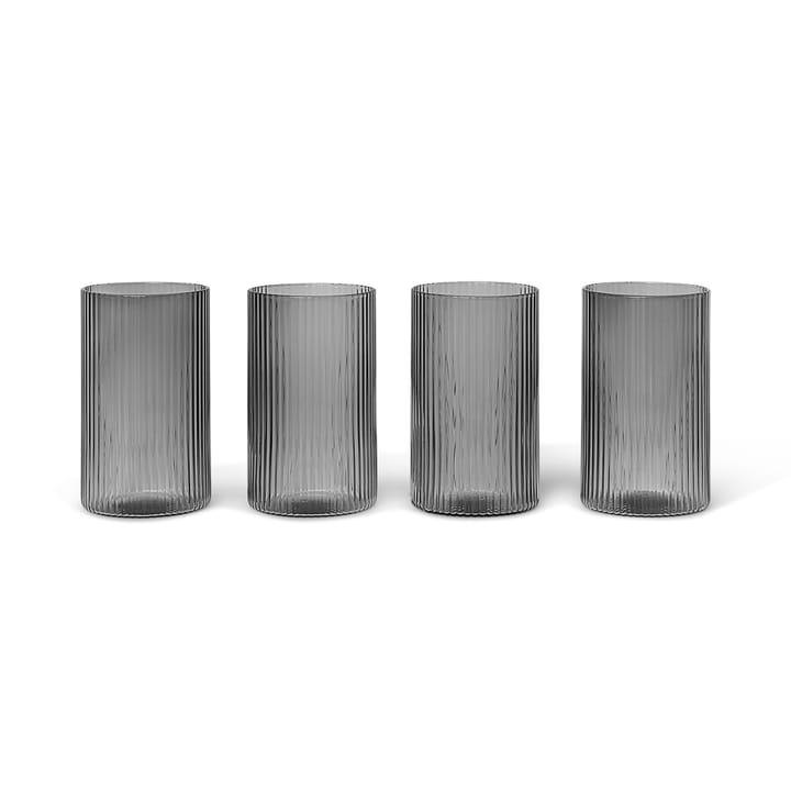 Ripple verrines juomalasi 14 cl 4-pack, Smoked grey ferm LIVING