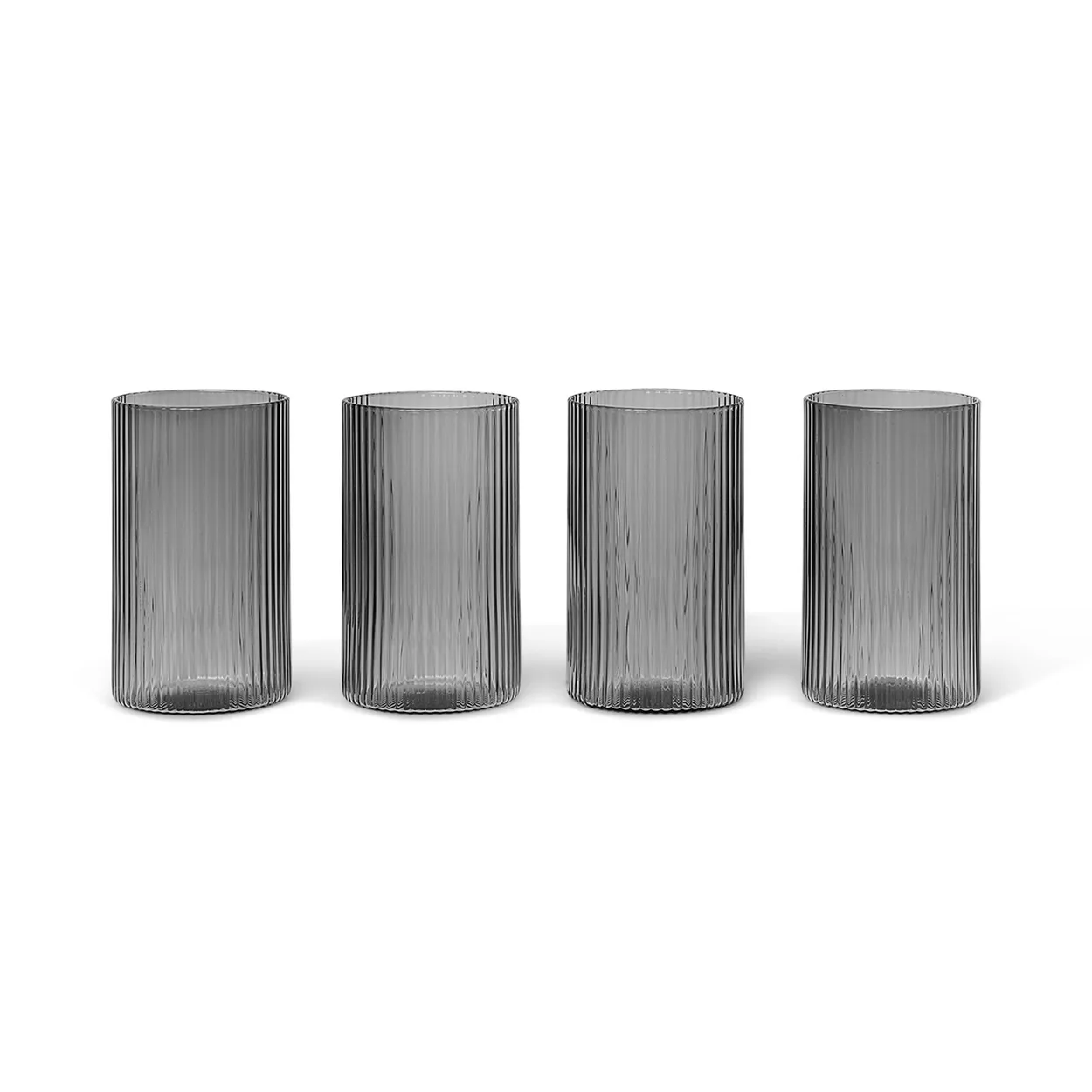 Ferm Living Ripple verrines juomalasi 14 cl 4-pack Smoked grey
