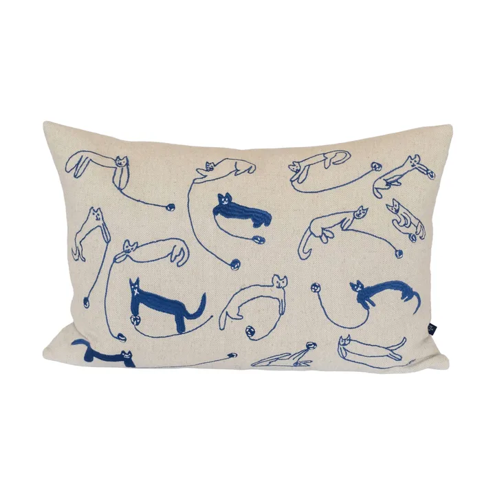 Garnkatter tyynynpäällinen - Luonnollinen-sininen, 35x58 cm - Fine Little Day