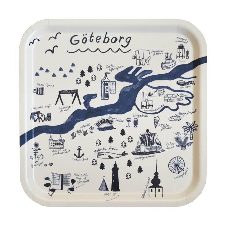 Gothenburg tarjotin 32 x 32 cm - White-Blue - Fine Little Day