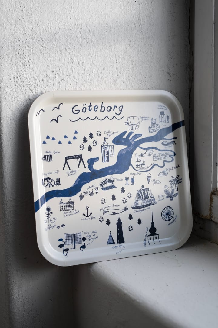 Gothenburg tarjotin 32 x 32 cm, White-Blue Fine Little Day