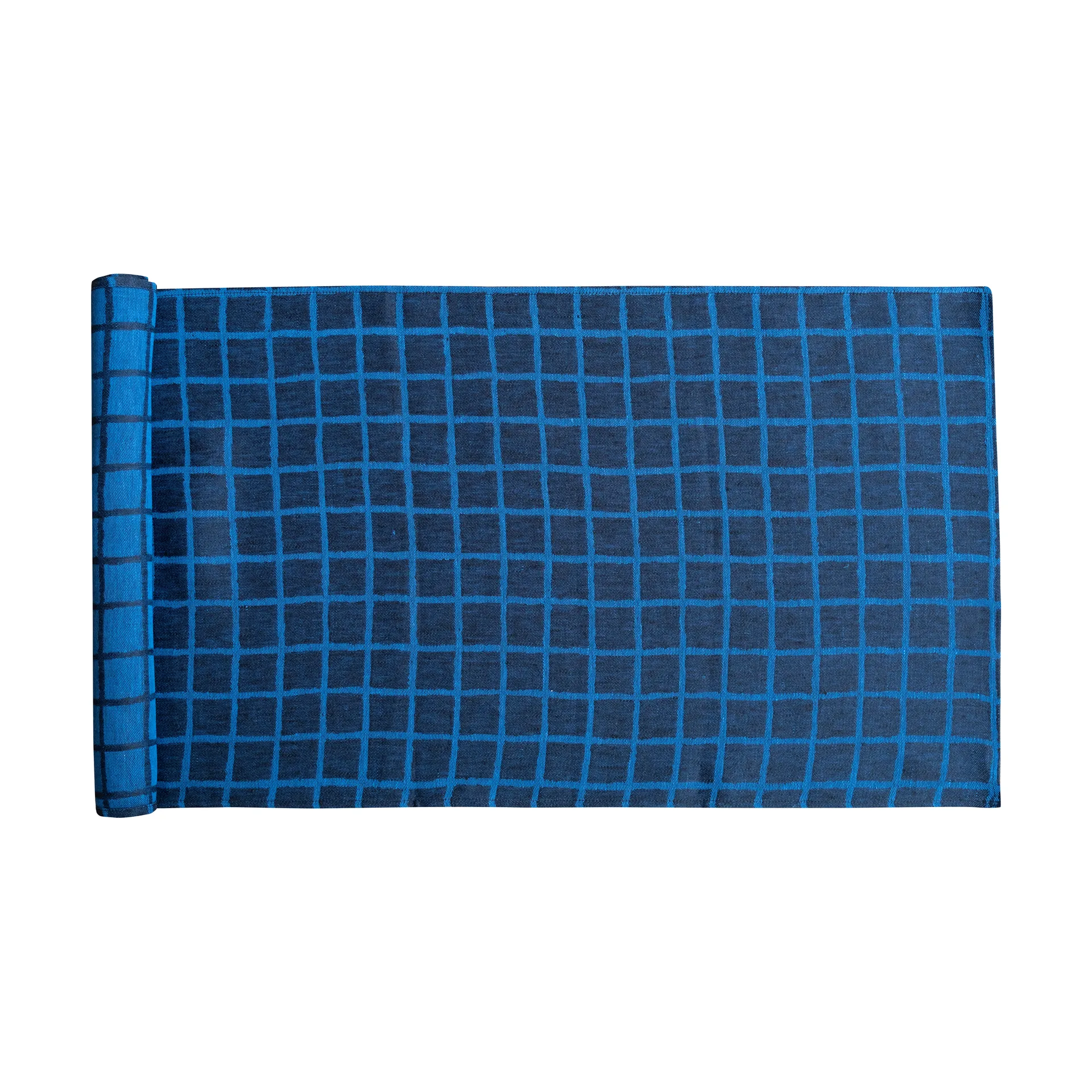 Rutig jacquard-kudottu kaitaliina 45x150 cm, Blue-black Fine Little Day