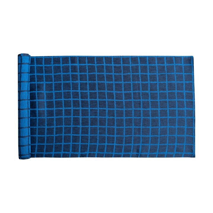 Rutig jacquard-kudottu kaitaliina 45x150 cm - Blue-black - Fine Little Day