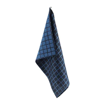 Rutig jacquard-kudottu keittiöpyyhe 47x70 cm - Blue-black - Fine Little Day