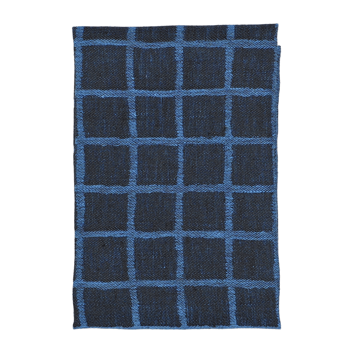 Rutig jacquard-kudottu keittiöpyyhe 47x70 cm, Blue-black Fine Little Day