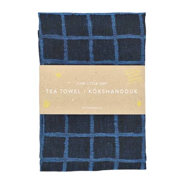 Rutig jacquard-kudottu keittiöpyyhe 47x70 cm - Blue-black - Fine Little Day