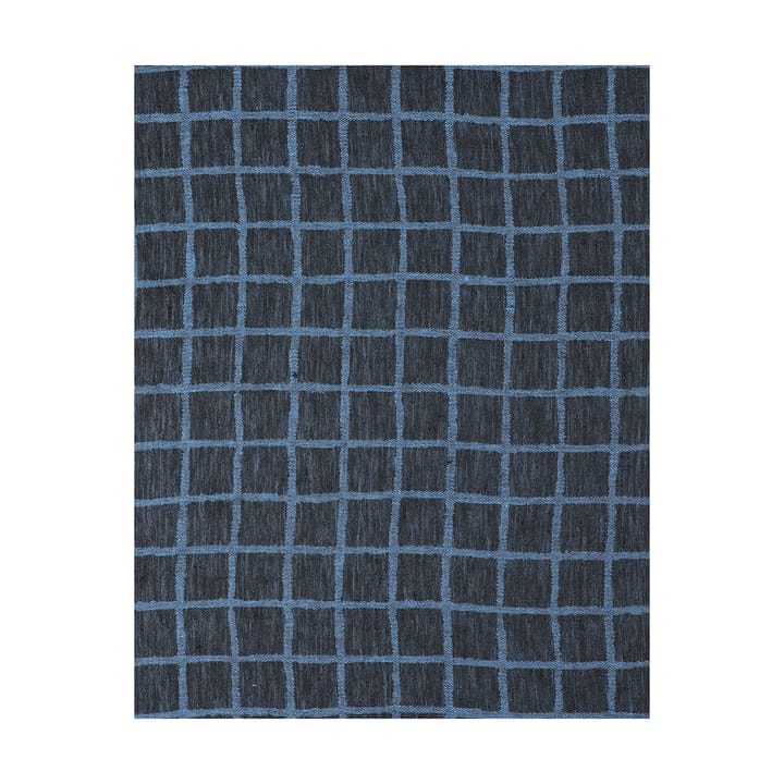 Rutig jacquard-kudottu pöytäliina 147x250 cm - Blue-black - Fine Little Day