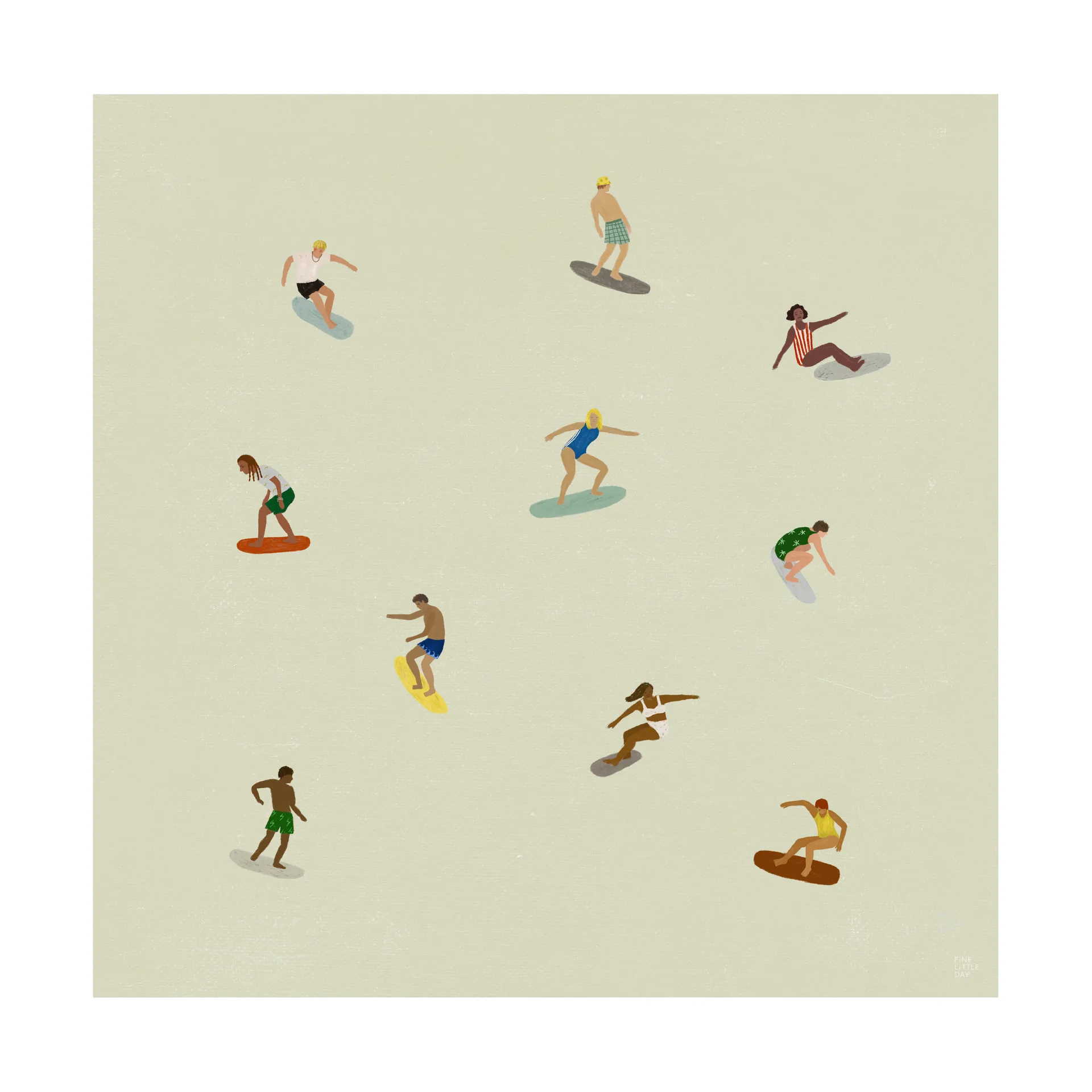 Surfers juliste, Beige, 40x40 cm. Fine Little Day