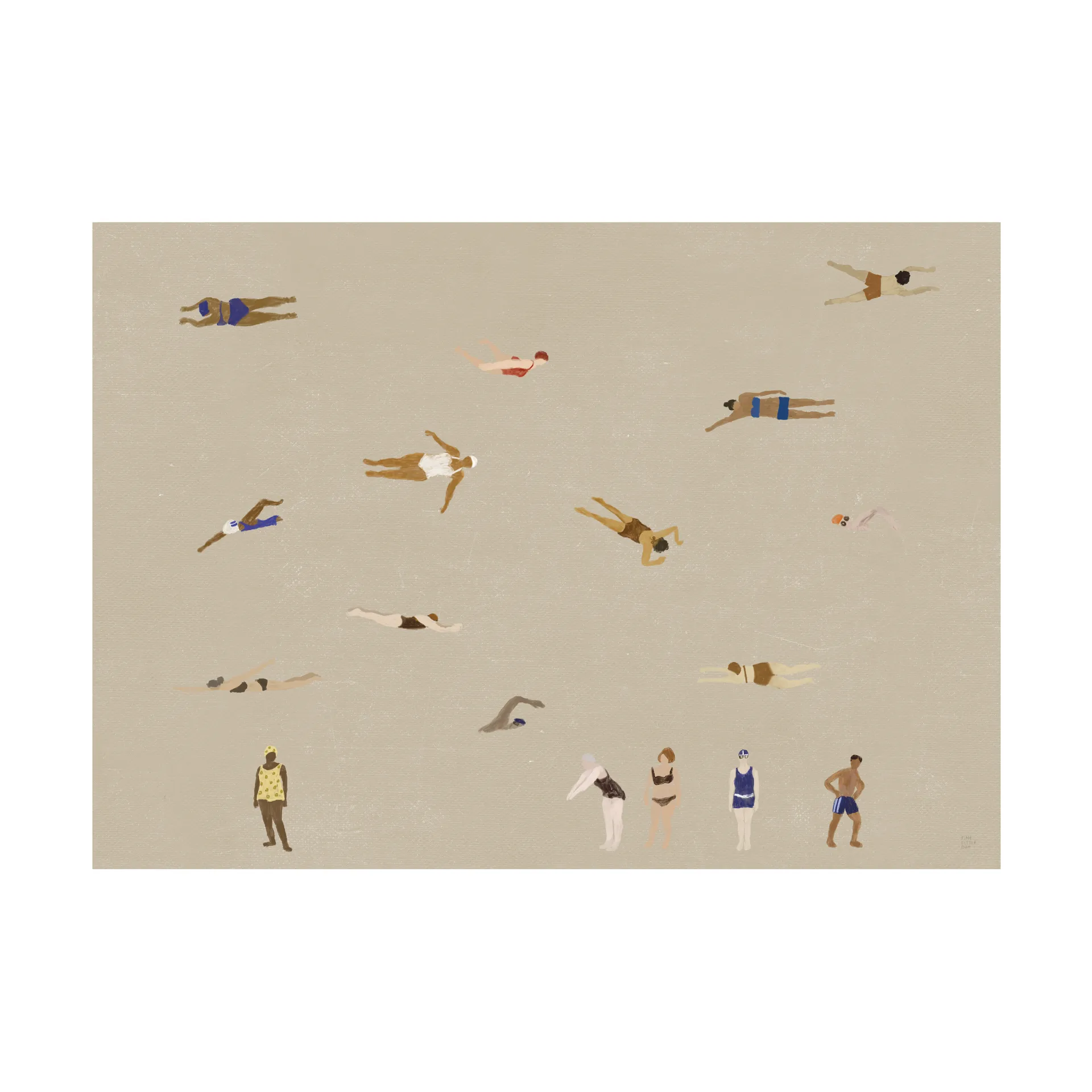 Swimmers juliste, Beige, 50x70 cm Fine Little Day