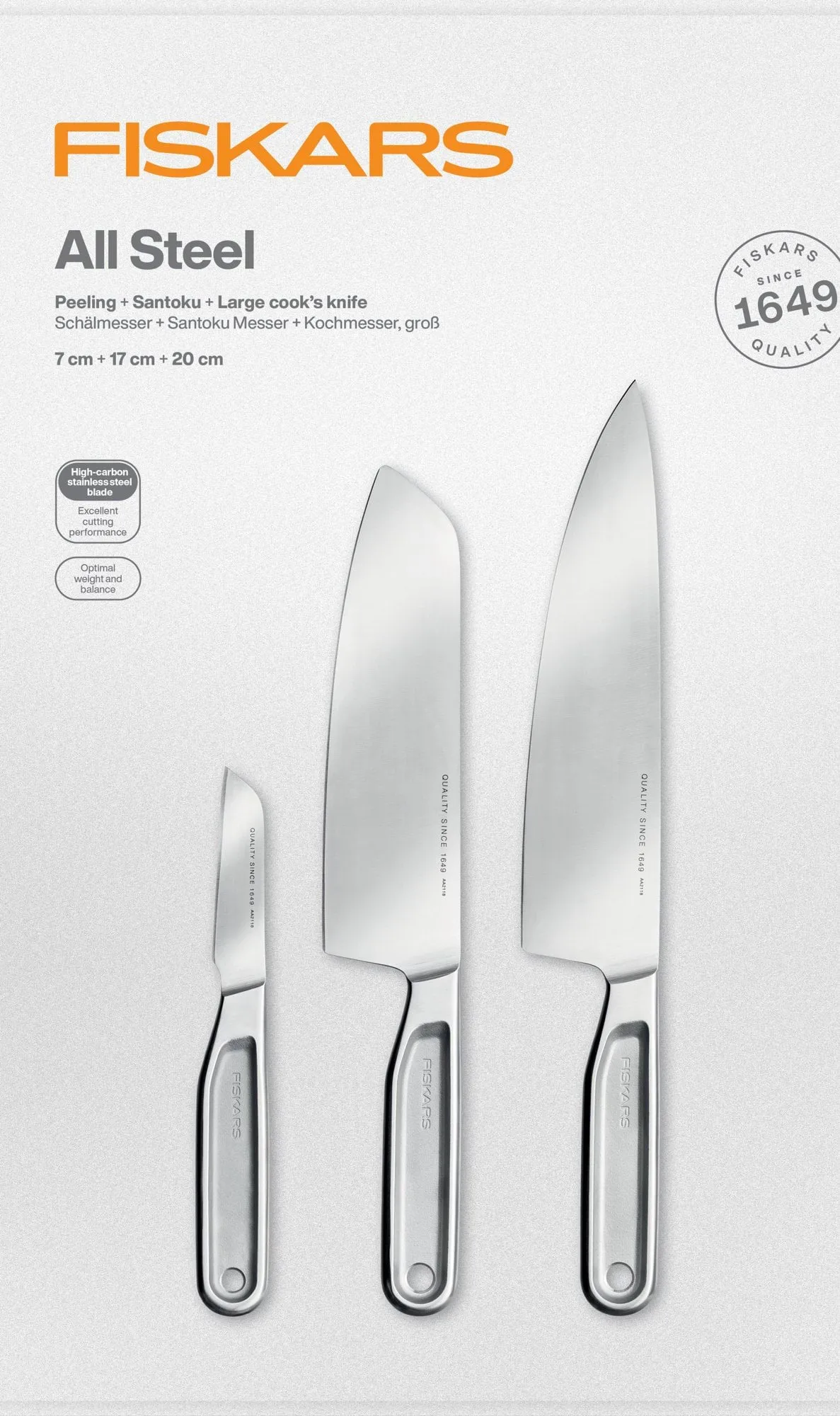 All Steel veitsisetti, 3 osaa Fiskars