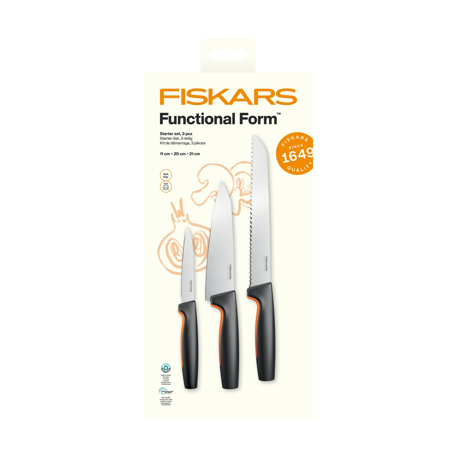 Functional Form aloitussetti, Ruostumatonta terästä, 3 osaa Fiskars