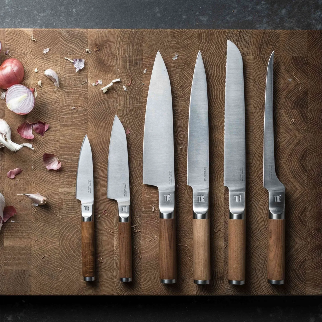 Norden kokkiveitsi + vihannesveitsi veitsisetti 2 osaa, Ruostumaton teräs-koivu Fiskars