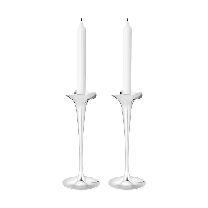 Bloom kynttilänjalat kruunukynttilöille - Ruostumatonta terästä, suuret, 2 kpl - Georg Jensen