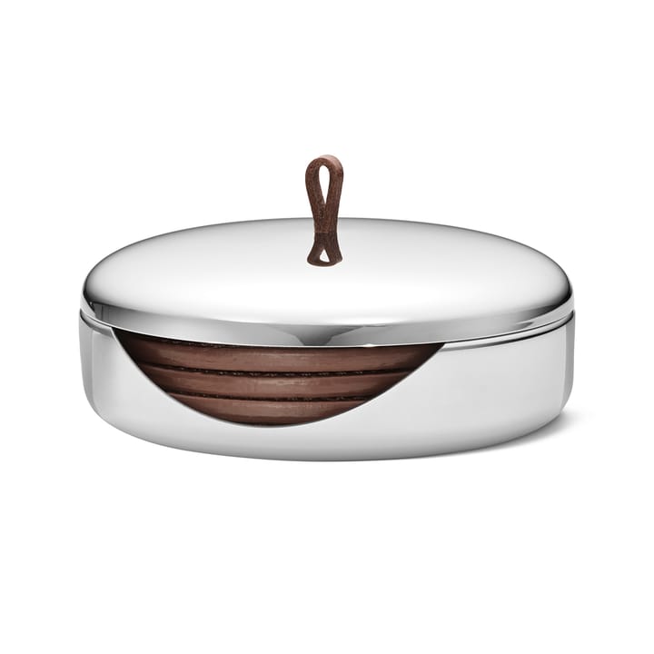Sky lasinalunen 4-pakkaus, Ruskea nahka Georg Jensen