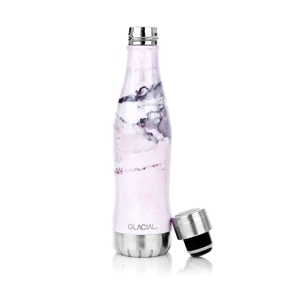 Glacial vesipullo 400 ml, Pink marble Glacial