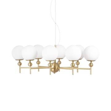 Astrid riippuvalaisin - Messinki/valkoinen, 8 lamppua - Globen Lighting