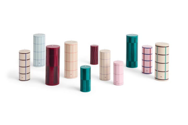Column Candle pöytäkynttilä large 25 cm, Wine-bordeaux large check. HAY