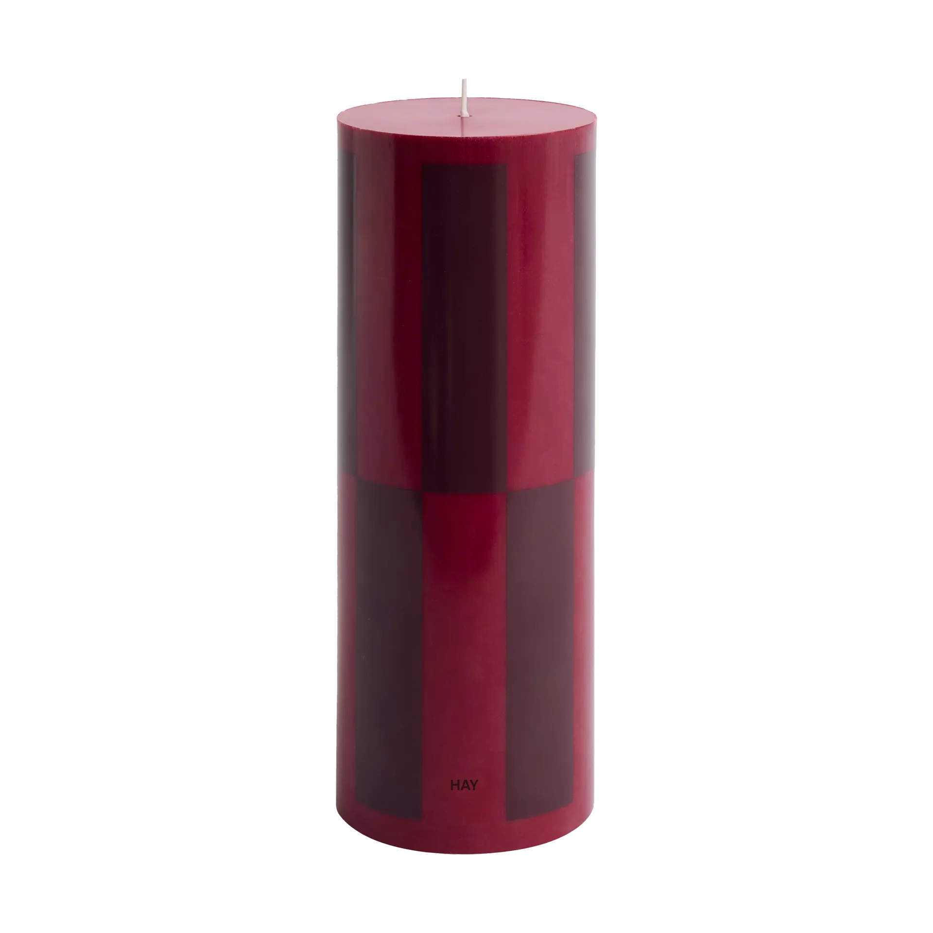 Column Candle pöytäkynttilä large 25 cm, Wine-bordeaux large check. HAY